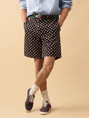 J. CREW 9" Relaxed chino short in polka dot in Brown Size 31 NWT $118 CJ365